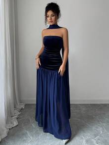 New Women's Long Dress, Tube Top, Elegant And Sophisticated Design, Flattering, Perfect For Gala Parties, Red Carpets, Weddings And Formal Events - 藏蓝色 - 查看 2