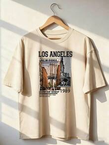Vintage American Style Short Sleeve T-Shirt, Fashionable Short Sleeve T-Shirt For Spring And Summer 2026, Made In Mexico, 180 Grams. Cartoon Print, Couple Design, Suitable For Indoor Or Outdoor Wear. Crew Neck, Unisex, Ideal For Office And Leisure. One-Piece Pack. - APR-P631577SLNDXZGY598 - 查看 1