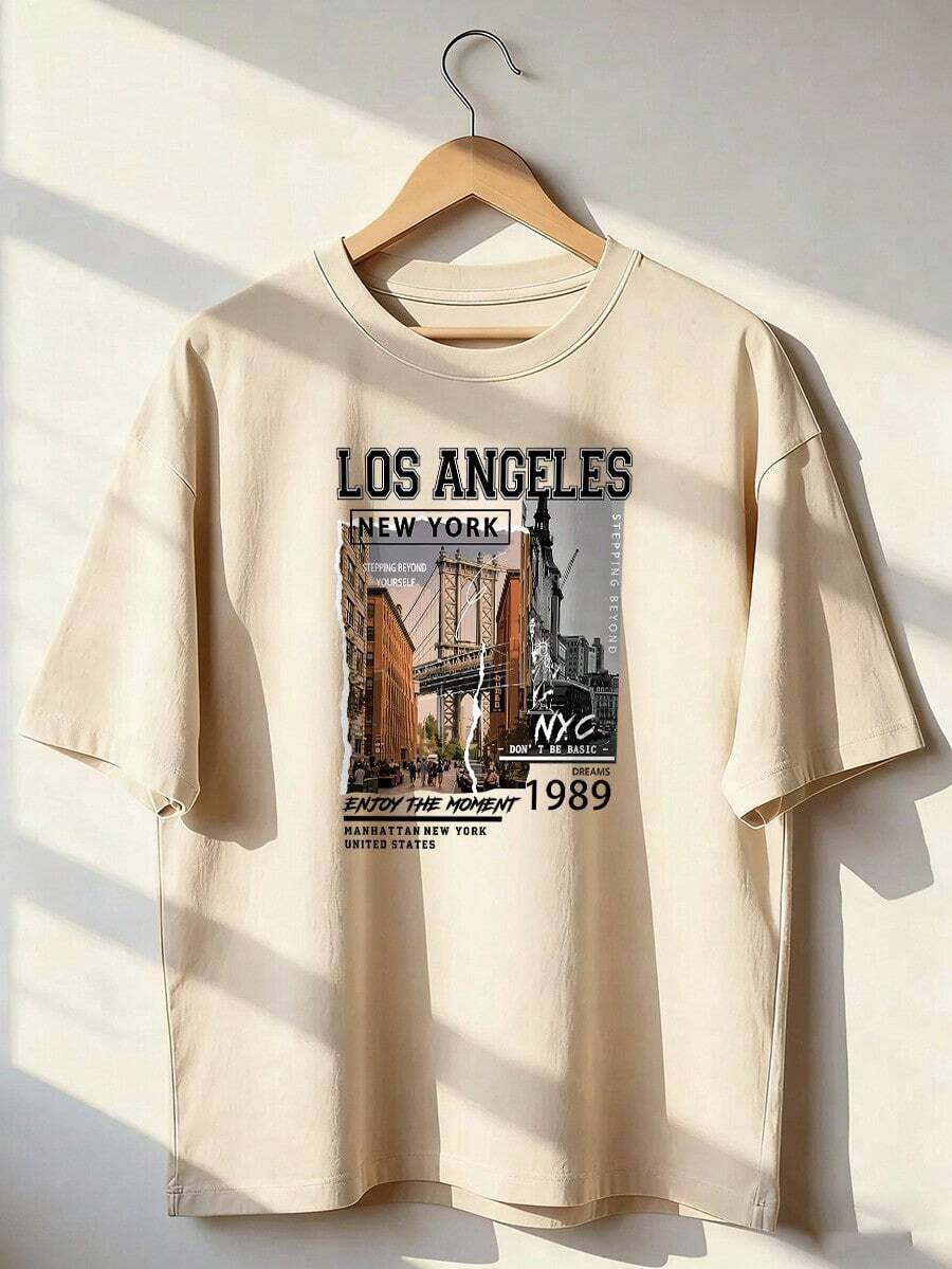 Vintage American Style Short Sleeve T-Shirt, Fashionable Short Sleeve T-Shirt For Spring And Summer 2026, Made In Mexico, 180 Grams. Cartoon Print, Couple Design, Suitable For Indoor Or Outdoor Wear. Crew Neck, Unisex, Ideal For Office And Leisure. One-Piece Pack. - APR-P631577SLNDXZGY598 - 查看 1