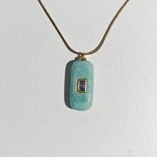 1 mặt dây chuyền đá tự nhiên hình chữ nhật, thạch anh tím, lapis lazuli, dùng để làm trang sức, vòng cổ tự làm. - Quảng trường - Xem 10