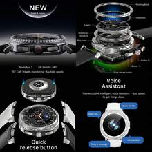 Microwear Watch 8 经典多功能智能手表，男女通用，支持健身、运动、跑步，可通过蓝牙连接手机，进行语音通话，具备活动追踪、通知提醒、心率监测、睡眠追踪、闹钟、计步器等功能，配备高清触摸屏数字腕表。 - 白色 - 查看 3