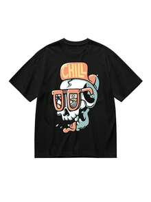 Camiseta Cómoda Casual para Mujer Talla Grande - Negro - Ver 1