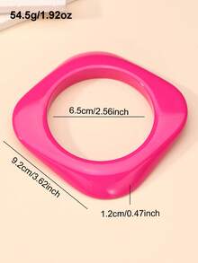 NAIZHU 1/6pcs Fashionable Children's Exaggerated Asymmetrical Geometric Resin Bracelets, Suitable For Daily Wear And Party Accessories - Hot Pink - View 11