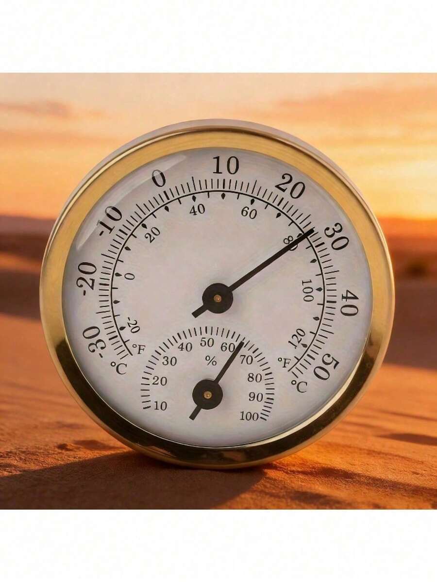 High Precision Wall-Mounted Mechanical Thermometer & Hygrometer - Dual Scale (°C/°F & %RH), Battery-Free, Durable Metal Construction, Home, Office, Outdoor Decor, Precise Instrument, Elegant Metal Surface, Easy-Read Dial, Classic Design, Kindergarten Environment Control, Weather Station, Humidity Monitoring
