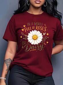 Camiseta estampada de alta calidad para mujer, de verano, de manga corta, a la moda, deportiva, para fitness, ropa de playa. - Negro - Ver 7