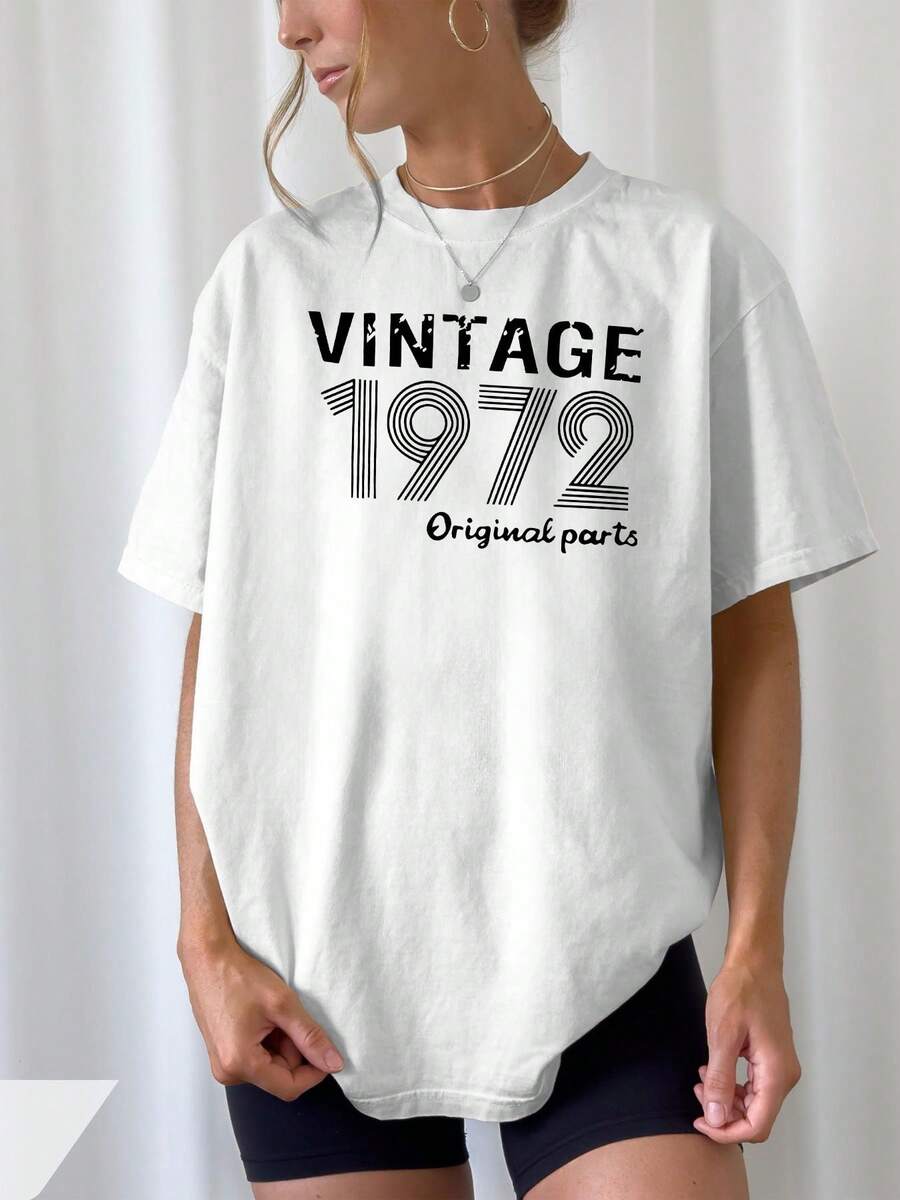 Camiseta unisex de manga corta, camisetas estampadas vintage de 1972.Camisetas de manga corta sencillas y de aspecto fresco.Tops Cómodos y de Alta Calidad para Primavera y Verano.Perfecto para la moda diaria y un gran regalo para mujeres.playeras hombre, spiderman, ,  mujer, romwe men, boho chic, maestras regalos, camiseta para mujer, conjuntos curvy para mu, y2k. - Blanco - Ver 1
