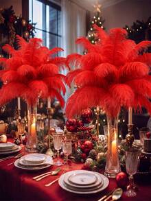 10pcs 15-35cm-6-14inch Artificial Red Ostrich Feathers For Crafts Accessories Plumes Centerpiece DIY Christmas Wedding Party Decorations Needlework And Handicrafts - A - View 6