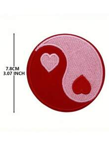 Miếng vá thêu hình biểu tượng Âm Dương "Tình yêu" 3 inch, huy hiệu logo Đạo giáo Thái Cực Quyền, có thể may hoặc ủi, thích hợp cho áo khoác, ba lô, mũ denim và túi xách. - Yêu - Xem 4