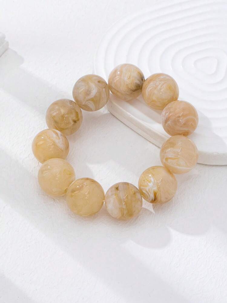 1/6Pcs Women Chunky Resin Beads Bracelet & Cuff Bangles Set For Women Daily Stacking - Stackable Arm Bracelets Set - Bold Oversized Statement Jewelry - Multicolor - View 5