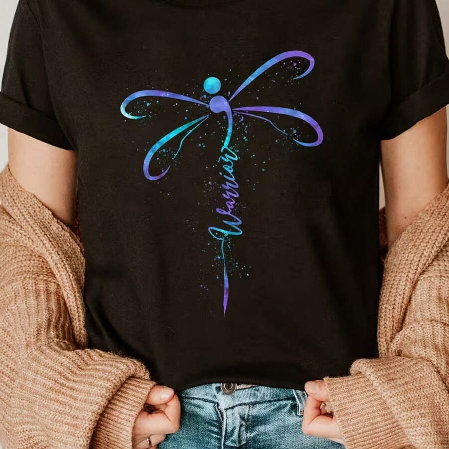 Printed T-Shirt For Men And Women - Black - View 1