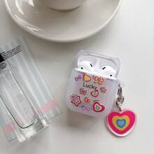 波浪边粉色蝴蝶结爱心“LUCKY”耳机盒 + 爱心亚克力吊坠配件，兼容 2/3/4/Pro/Pro2/Pro3 - 彩色 - 查看 8