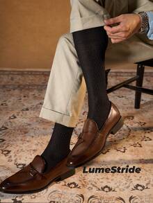 Men Crew Socks | Business & Everyday | Versatile Dress Socks | Comfortable Nylon | All-Match Style - Black - View 2