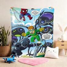 1pc S-Pider-Man Print Blanket,Retro Cartoon Style Throw Blanket,Cartoon Character Printed Blanket,All-Season Universal Nap Blanket,Character Home Decor Blanket,Modern Fashion Gift Suitable For Home Bedroom Bed Sofa Office Lunch Break Cover Picnic Blanket - Nhiều màu - Xem 4