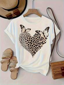 Women's San Francisco Print T-Shirt, Casual Short Sleeve Top For Women, Comfortable Fit, Ideal For Matching With Friends, Essential For Outdoor Travel, Women's T-Shirt, Spring/Summer T-Shirt. - 白色 - 查看 1
