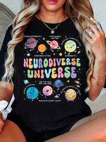 Women's San Francisco Print T-Shirt, Casual Short Sleeve Top For Women, Comfortable Fit, Matching Sister Sets, Outdoor Travel Essential, Women's T-Shirt, Spring/Summer T-Shirt. - 黑色 - 查看 6