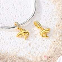 Mặt dây chuyền mạ vàng 18k thuộc bộ sưu tập mùa hè, phù hợp với vòng tay, đính đá CZ, hình dấu chân thú cưng đại dương, máy ảnh, cá mập, cá heo, sao biển, vỏ sò, ba mặt dây chuyền hình sinh vật biển. Món quà hoàn hảo cho phụ nữ và người yêu động vật. - Vàng - Xem 7