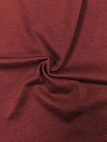 Camiseta de manga corta de unicolor con cuello en V, de uso versátil y casual para uso diario de la mujer - Burdeos - Ver 7