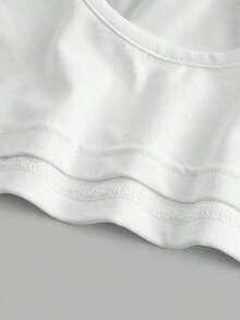 Camiseta de tirantes finos de un solo color simple, uso casual de todos los días para mujeres - Blanco - Ver 4
