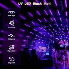 2 Packs Upgraded Black Light Bar, LED Blacklight Tube With 40 UV LED Beads, 3 Lighting Modes 100%/50%/Flashing, USB Plug UV Light For Halloween Christmas Birthday Fluorescent Glow Party Decor - Purple - View 10