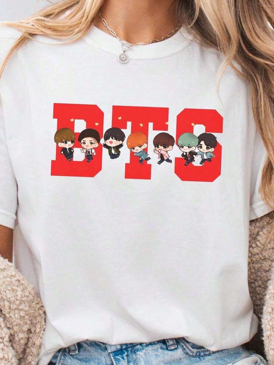 Playera mujer"Arirang" World Tour® Concierto de 2026, Mercancía para Fans de K-POP, Casual diario - Blanco - Ver 1