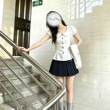 Women Sports Skirts & Skorts - White Short-sleeved Top and Skirt Two-piece Set [High Quality] - View 2