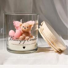 Creative Mini Bear Butterfly Glass Jar Scented Candle, Handmade Soy Wax Aromatherapy Candle For Home Decoration - Multicolor - View 9