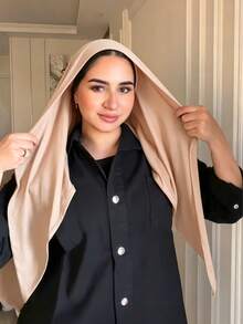 1pc Instant Triangle Hijab, All-In-One Tie-Up Design, Quick Wrap Without Slipping, No Undercap Needed, Suitable For Daily Wear, Prayer, And Outings - Instant Triangle Hijab - View 6