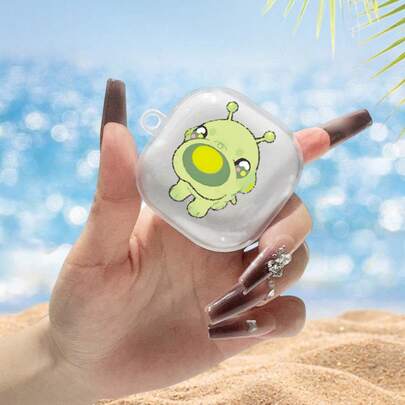 1pc Creative Transparent Square Earphone Protective Case, Cartoon Monster Pattern Suitable For Samsung Galaxy Buds Live/Buds Pro/Buds 2/Buds 4 Pro, Comfortable Grip, Minimalist & Durable Unisex Design, Fashionable Appearance, (Anniversary, Valentine's Day, New Moon, Eid Al-Fitr, Best Gift)