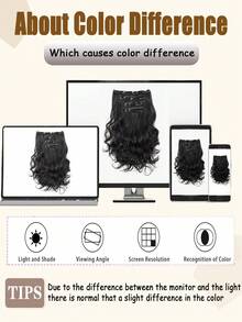 4 piezas Extensiones de cabello rizadas de 16 pulgadas con clip, peluca corta rizada invisible natural, adecuada para mujeres - Multicolor - Ver 9