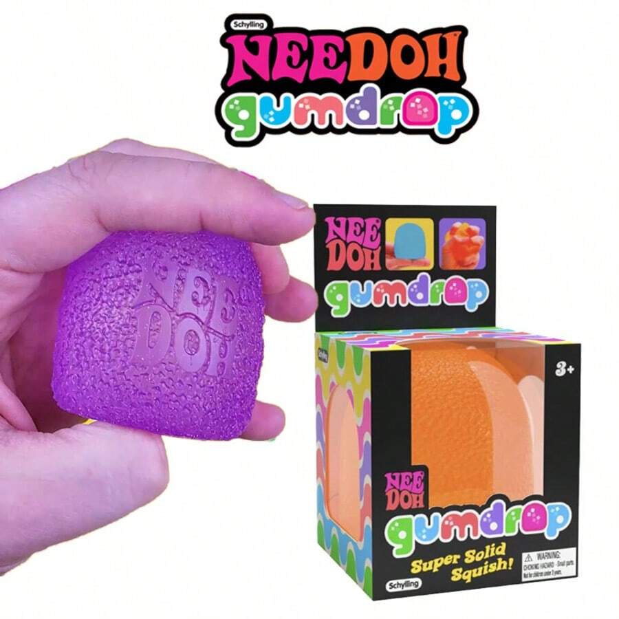 Textured NeeD0h Gumdrop Squishy Toy, Super Solid Slow Rebound Stress Ball, Bumpy Surface Sensory Fidget For Anxiety Relief, Soft Squeeze Toy For All Ages, Cute Gummy Candy Shaped Desk Toy - 彩色 - 查看 1