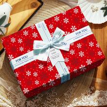 5m Roll Christmas Snowflake Pattern Double-Sided Wrapping Paper, 43cm X 500cm, Thickened Gift Wrapping Paper For DIY, Suitable For Christmas Gifts And Holiday Gifts - Snowflake Deer - 5m - View 4