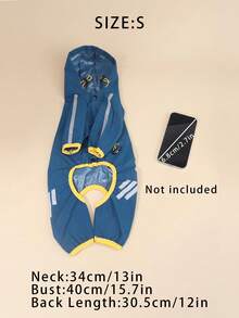 Un impermeable ligero de poliéster para perros con tiras reflectantes, que cubre las cuatro patas en azul sólido, chaqueta impermeable para mascotas, adecuada para perros Teddy pequeños y perros grandes para usar todo el año en otoño (no apto para razas grandes) - Azul - Ver 14
