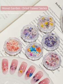 Adesivos de Arte de Unhas com Flores Secas de Jardim Primavera/Verão, Adesivos de Arte de Unhas com Flores Secas Reais, Decoração de Unhas DIY, Encantos de Unhas - Multicolorido - Visão 3