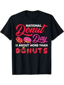 Camiseta Deportiva Casual para Mujer con Diseño Colorido de Donuts - Camiseta Negra Elástica de Cuello Redondo, Lavable aáquina, con Ajuste Cómodo para Todas las Estaciones, para Ocio y Amantes de los Dulces. - Negro - Ver 6