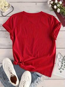 Nueva Camiseta de Verano para Mujer con Cuello Redondo, Top Básico Casual de Color Sólido Simple - Negro - Ver 9