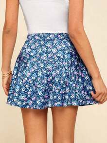 Minifalda con estampado floral para mujer, casual y de moda para uso diario - Azul - Ver 11