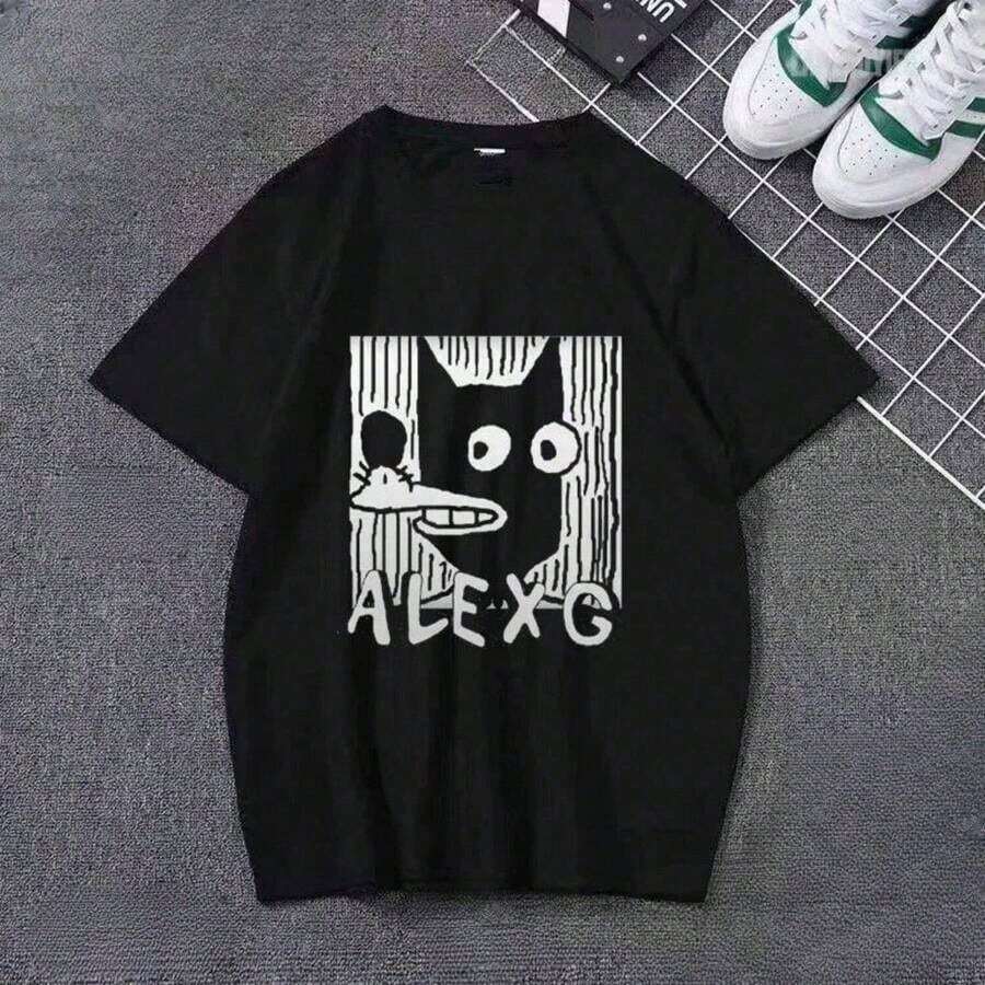Limited Time Offer, Limited Quantity Available, Lightning, Women's Shirts, Women's T-Shirts Street Artist Print T-Shirt, Unisex Short Sleeve, Loose Fit, Harajuku Y2K Gothic Casual Style For Men. - 黑色 - 查看 1