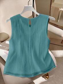 de tirantes de unicolor casual de talla grande, verano - Azul - Ver 2