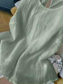 de tirantes de unicolor casual de talla grande, verano - Verde - Ver 3