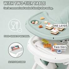3 In 1 Baby Products, Foldable And Portable, Very Suitable For Outdoor Dining And Play. The Foldable Seat Is Equipped With A Five-Point Pressure Fixing Device And A Double Plate. - màu xanh lá - Xem 6