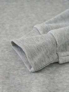 MURAMASA Hombres Capucha con estampado de letra con cordón con bolsillo de canguro - Gris - Ver 7