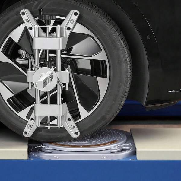 Piattaforma girevole per allineamento ruote per misurazione assi, 2 t per piastra, quadranti di misurazione in ottone, strumento di allineamento assi ruotabile a 360° con ponte di transizione e blocco di pressione per auto, SUV e veicoli commerciali leggeri.