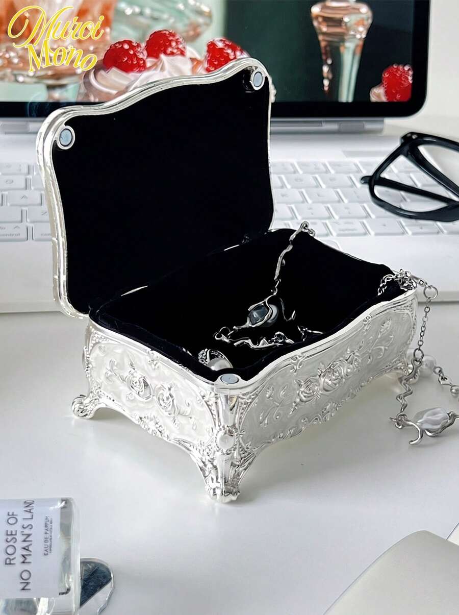 Vintage Creative Three-Dimensional Carved Home Decoration Jewelry Storage Box Ring Craft European Box FD96772129 - Silver - View 1