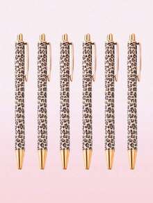 1pc/6pcs Cute Leopard Print Ballpoint Pen Set, Retractable Design, Elegant Ladies Ballpoint Pen, Minimalist Printed Ballpoint Pen, Suitable For Journaling And Gift Giving, Beautiful Pen Gift, Office & Study Diary Pen, Applicable For Wedding, Valentine's Day, Thanksgiving, Graduation Gifts - Leopard Print Ballpoint Pen - View 8