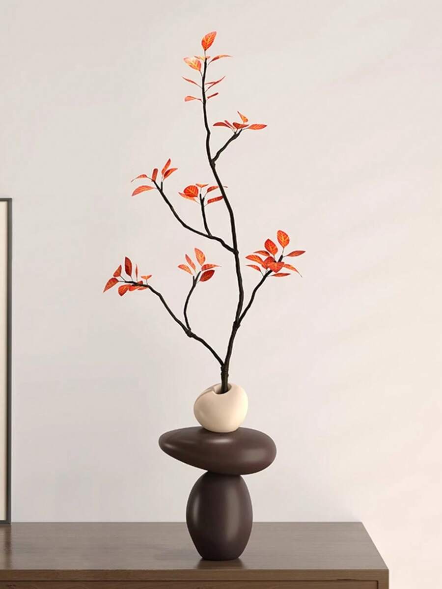 Abstrakte, gestapelte Stein-Vase, moderner Wohndekoration- für Wohnzimmer, Konsolentisch und Schlafzimmer. Stilvoller Mittelpunkt für Boho- und minimalistische Räume, perfekt für ganzjährige oder herbstliche Akzente. Verleihen Sie Ihrem Interieur künstlerischen Flair. - Verschiedenfarbig - Übersicht 1