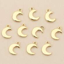 10pcs Gold & Silver Plated Heart Moon Leaf Pendants, For Jewelry Making, DIY Necklace Bracelet Earring Accessories - DIY Pendant - View 6