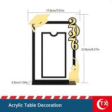 TX 1pc 2026 Acrylic Graduation Party Decor Sign, Modern Minimalist Graduation Theme Money Box Sign, Arabic Style Blessing Gift Card Red Packet Box Desktop Decor With "2026" Text And Graduation Cap, Diploma Pattern, Suitable For Graduation Celebration, Home Decor, Office Desk, Graduation Gift - Multicolor - View 23