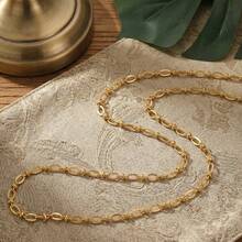 1m 304 Stainless Steel 18K Gold Plated Textured Chain, Mixed Oval And Barrel Chain Links, Suitable For DIY Jewelry Making - Chain - View 6