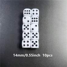 Easytoday 10pcs/Set High Quality 14mm/16mm Dice Set, White Dice With Black Dots, Acrylic Round Corner D6 Dice For Club Party Use - White - View 10