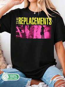 The Replacements Pink Photo  Vintage Band Tee  Black Cotton T-Shirt  Music Fan Merch - Black - View 6